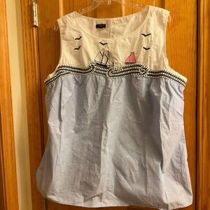 Talbots Nautical Sleeveless Cotton Blouse